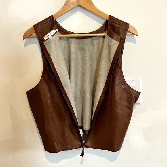 Good American | Better Than Leather Shell Crop Tank Burnt Caramel Size 5 2XL - Picture 7 of 9